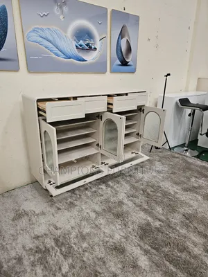 Cream Fluted Shoe Cabinet/Sideboard