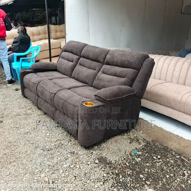 3 Seater Brown Semi-Recliner Sofa: Pay on Delivery