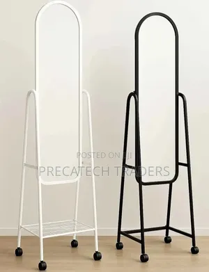 Standing Dressing Mirror With Wheels – Black & White