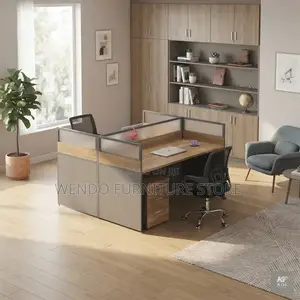Office Workstation; Modern Brown Square Office Staff Workstation