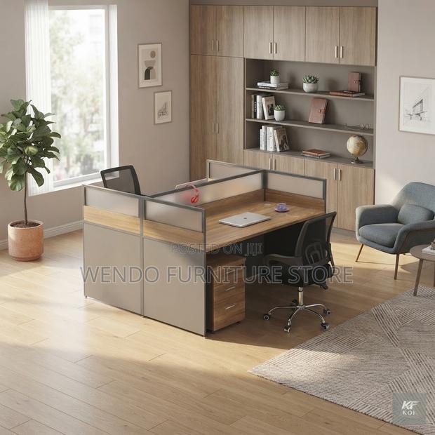 Office Workstation; Modern Brown Square Office Staff Workstation