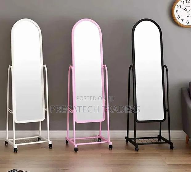 Standing Dressing Mirror With Wheels – Black & White - thumbnail 2