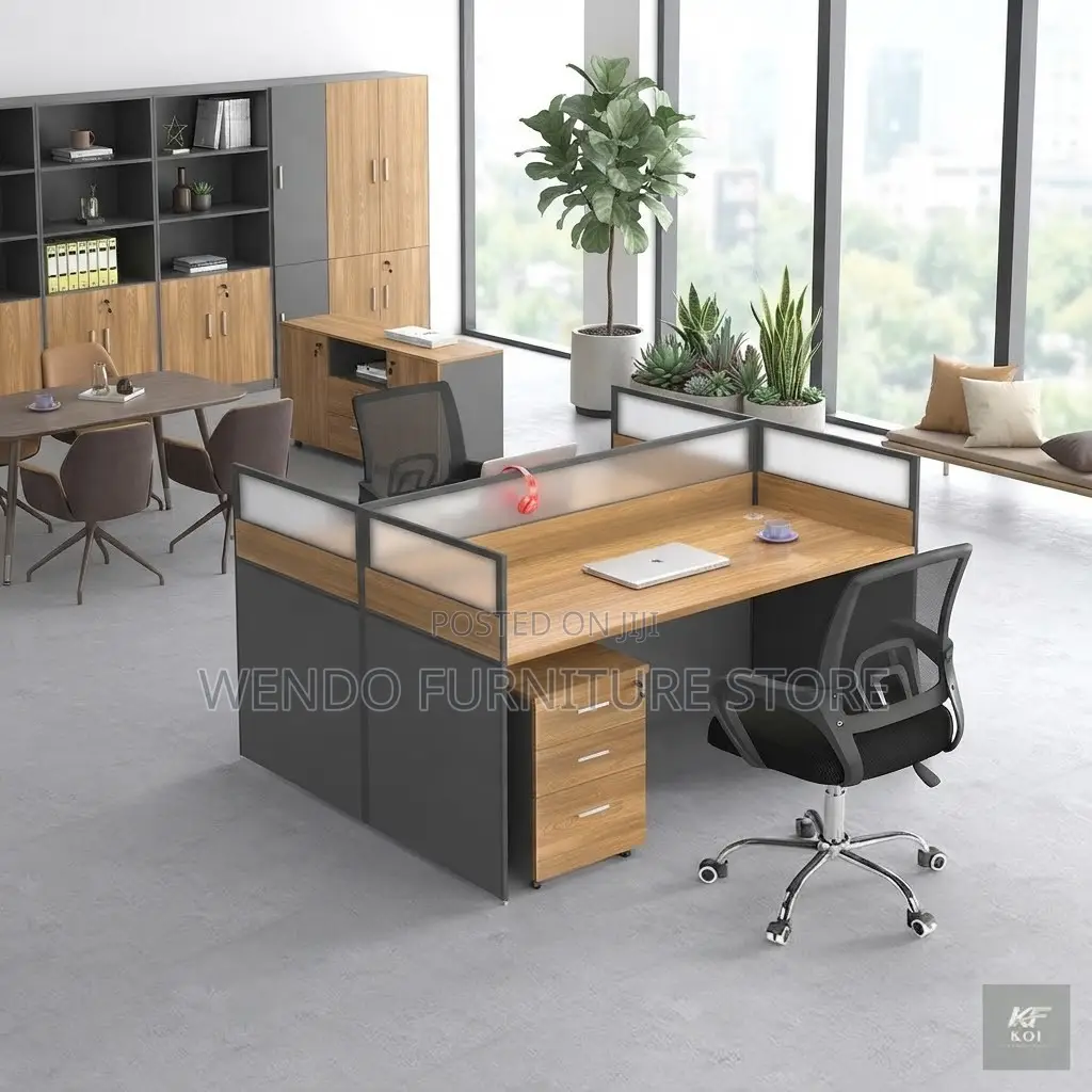 Office Workstation; Modern Brown Square Office Staff Workstation