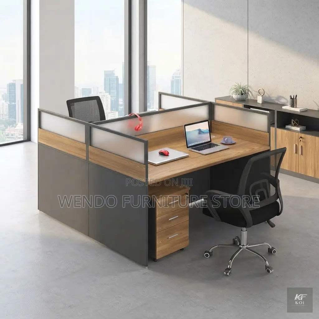 Office Workstation; Modern Brown Square Office Staff Workstation