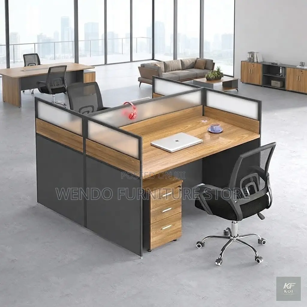 Office Workstation; Modern Brown Square Office Staff Workstation