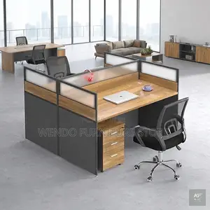 Office Workstation; Modern Brown Square Office Staff Workstation