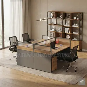 Office Workstation; Modern Brown Square Office Staff Workstation