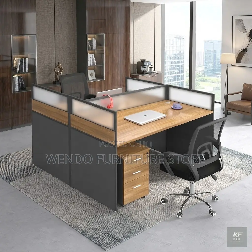 Office Workstation; Modern Brown Square Office Staff Workstation