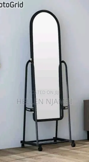 Black Full Length Dressing Mirror With Wheels and Shoes Rack