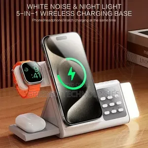 Apple Wireless Charger Station T12 5 in 1 White Noise Night Light