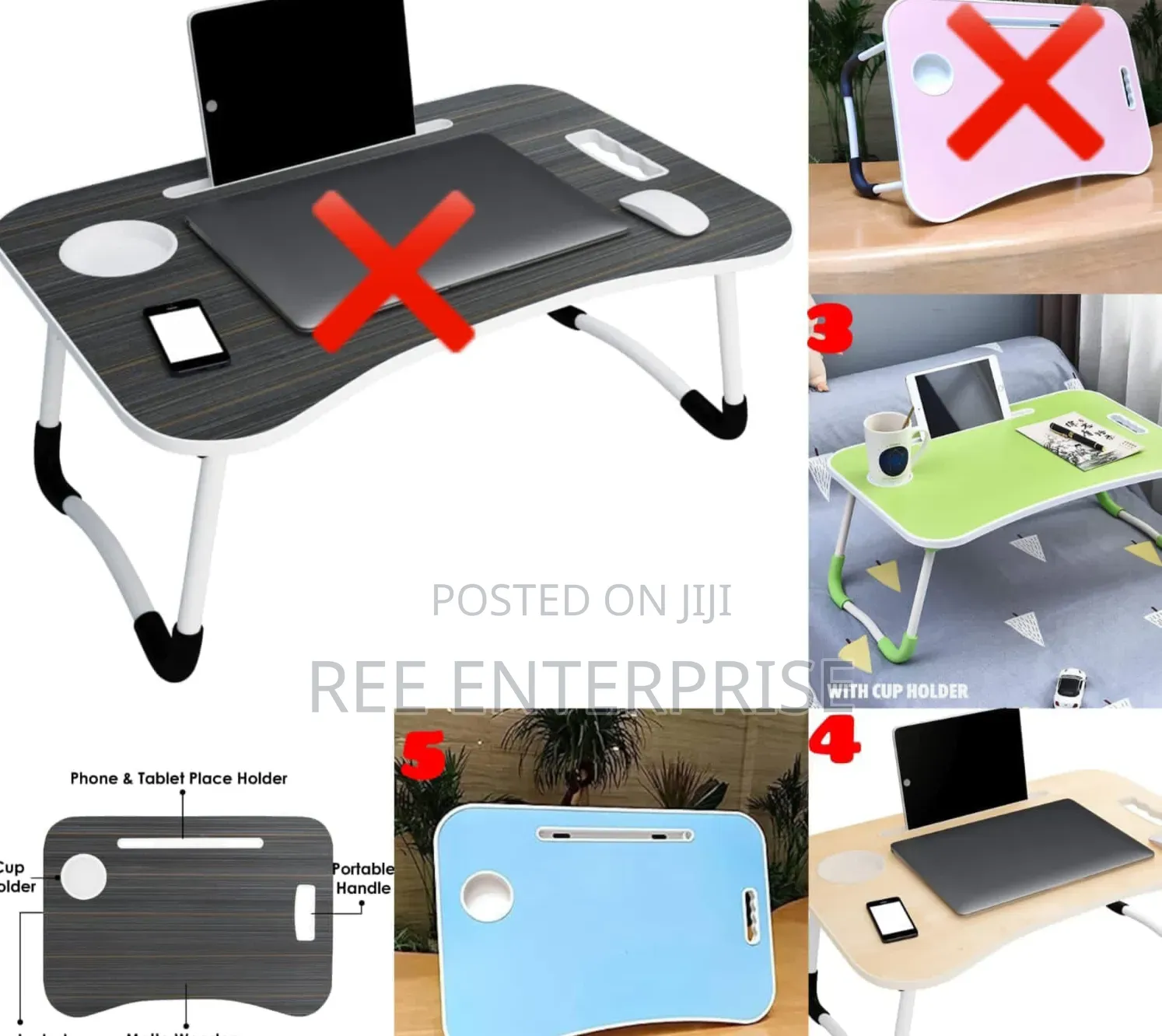 *Foldable Adjustable Portable Bed Table for Breakfast/ Laptop Stand