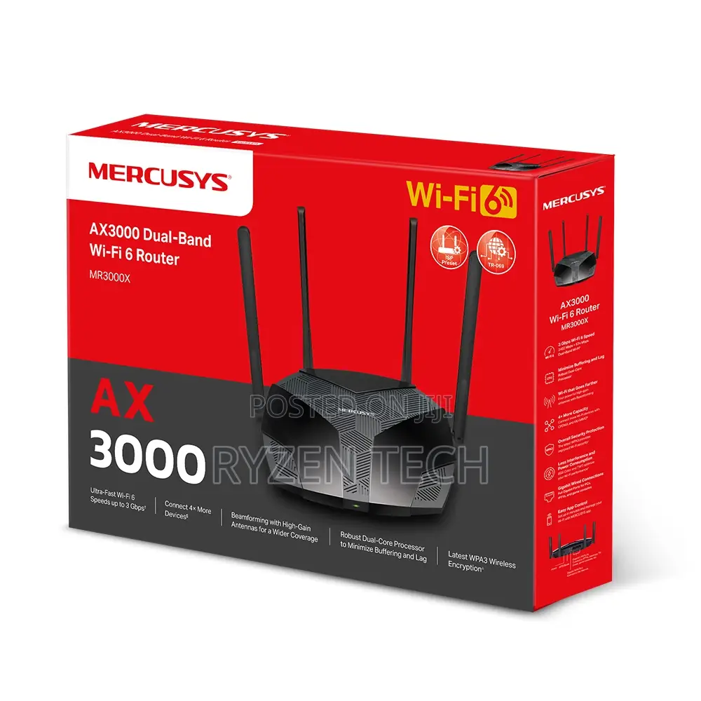 MERCUSYS AX3000 Wireless Dual-Band Wi-Fi 6 Router - TL-MR80X
