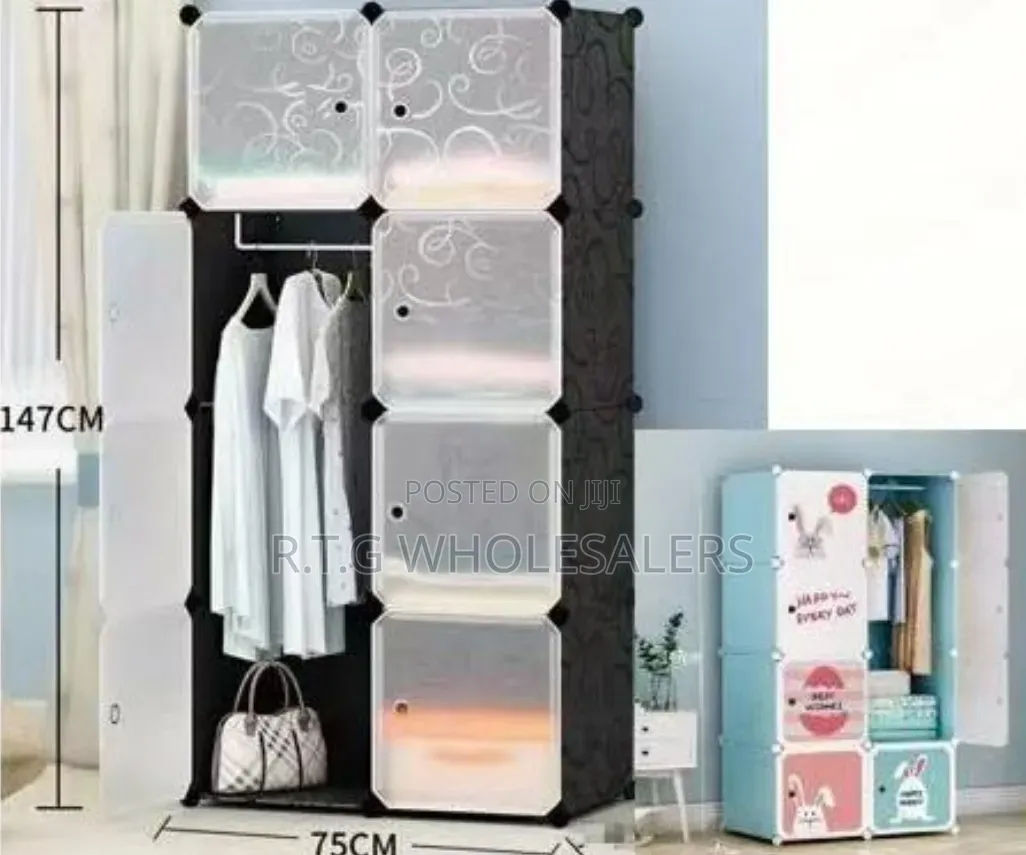 Portable 2- Column by 4 Plastic Wardrobes @