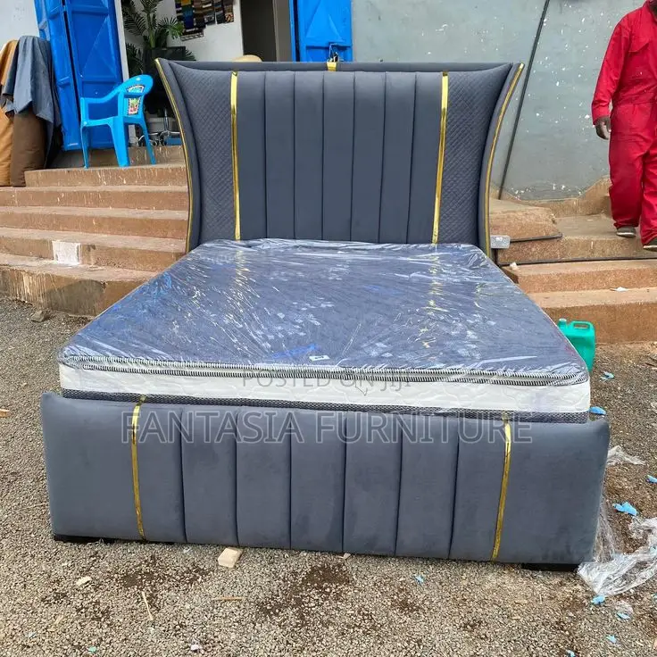 5x6 Executive Grey Wingback Chester Bed: Free Delivery