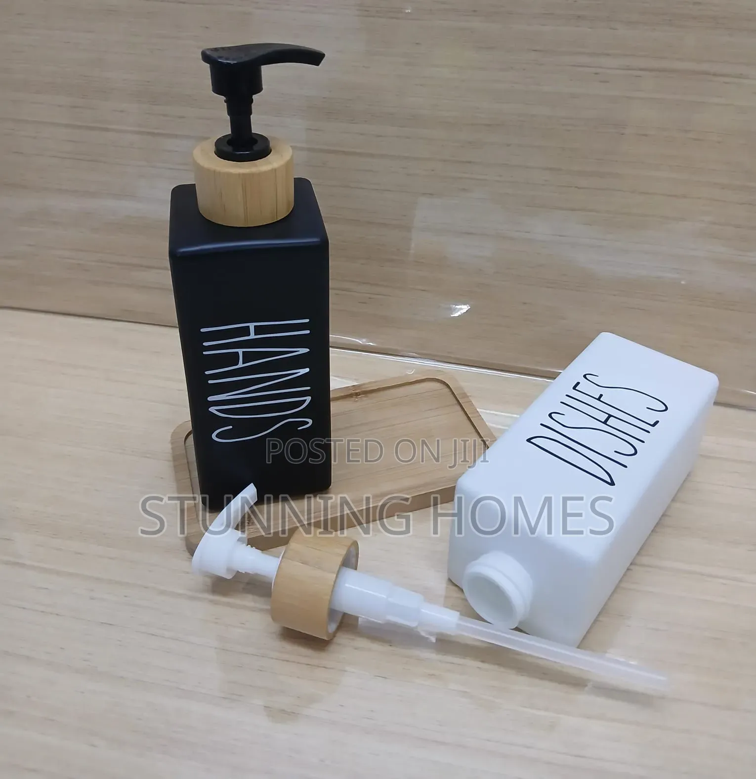 Ceramic Twin Black and White Soap Dispenser Bottles