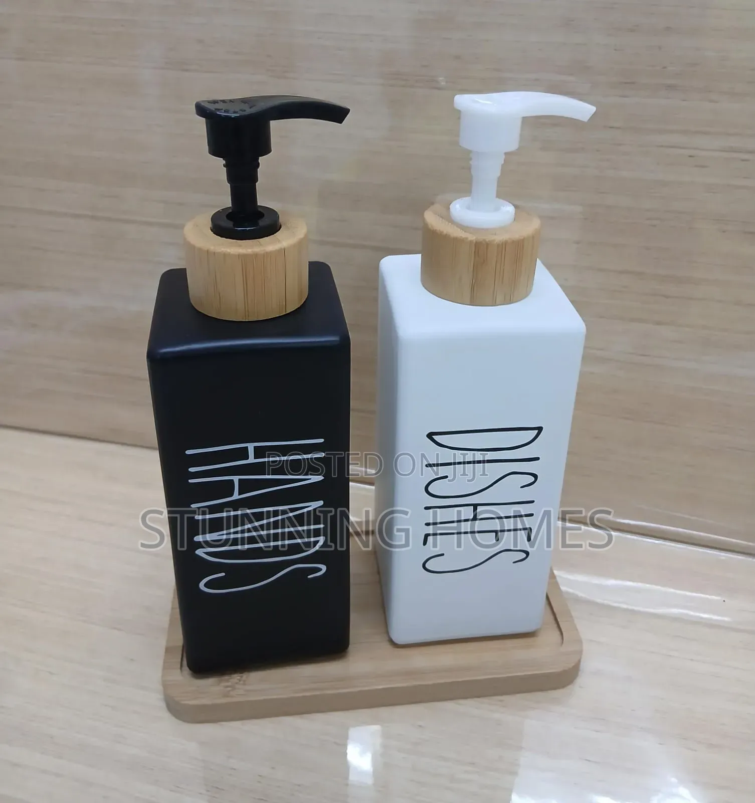 Ceramic Twin Black and White Soap Dispenser Bottles