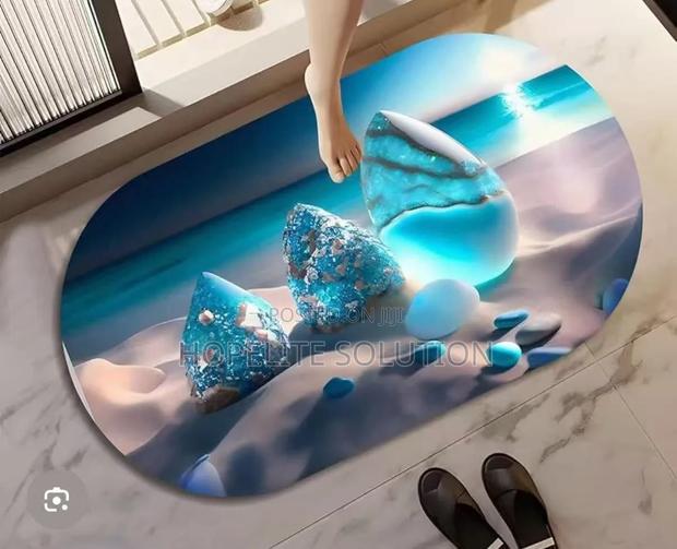 Super Absorbent Oval Rubber Mat,Slip-Resistant Bath Room Mat