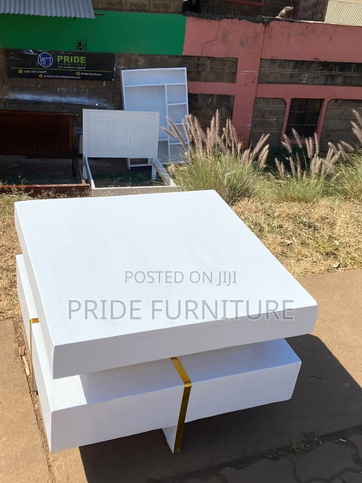Square White Coffee Table, Living Room Table, Center Table