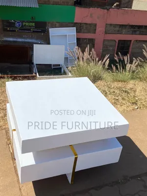 Square White Coffee Table, Living Room Table, Center Table