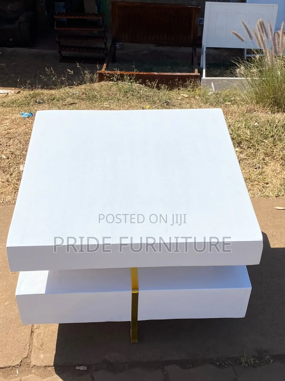 Square White Coffee Table, Living Room Table, Center Table