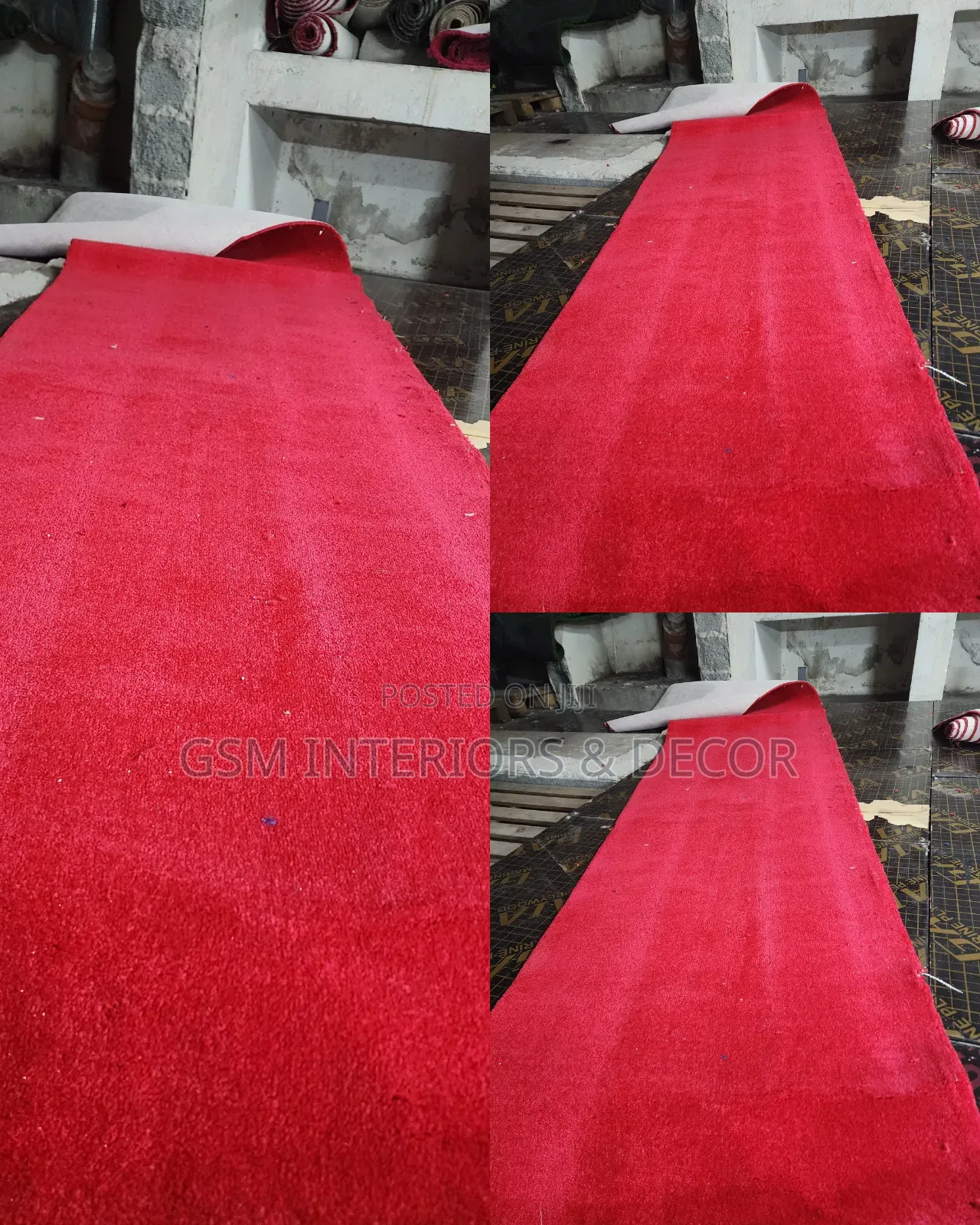 Wall to Wall Office Carpets in Blood Red and Ocean Blue Grained