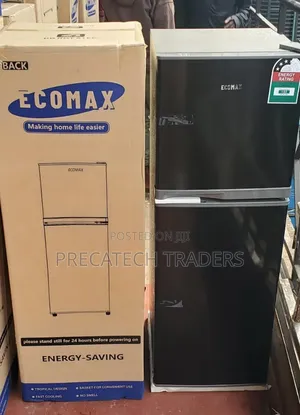 Ecomax 138L Double Door Refrigerator – Dark Silver