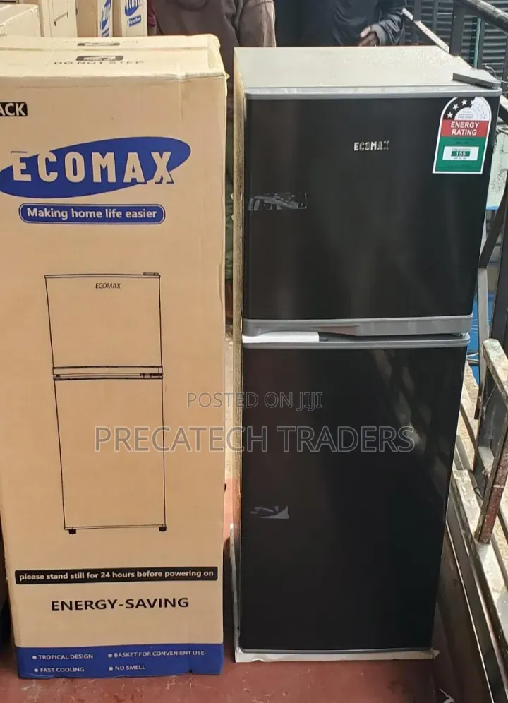 Ecomax 138L Double Door Refrigerator – Dark Silver
