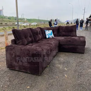 5 Seater Dark Plum Espresso Brown L-Sofa
