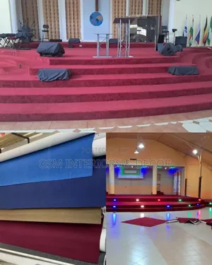 Wall to Wall Church Carpets in Maroon and Royal Blue-R