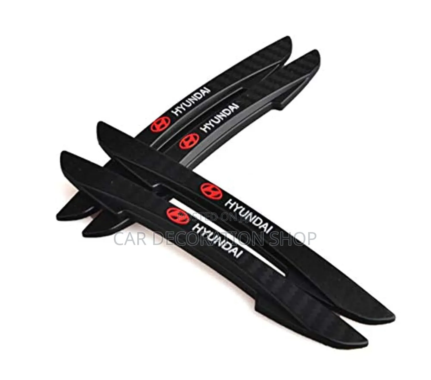 4pc Flexible Black Rubber Self Adhesive Hyundai Branded Edge Guard