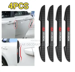4pc Flexible Black Rubber Self Adhesive Hyundai Branded Edge Guard
