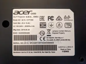 Acer G550 Full HD 1080p / 4k-Supported Gaming Projector (EU Import)