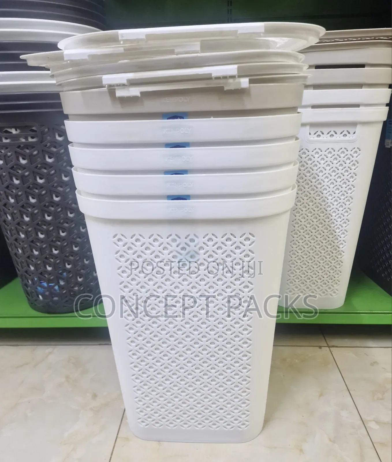 White Kenpoly Swahili Laundry Basket.