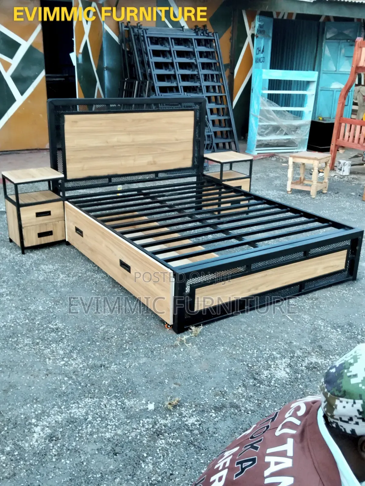 5x6 Industrial Storage Bed With Drawer + 2 Side Drawers