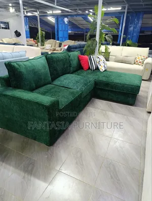 Green L-Shaped 5-Seater Sofa