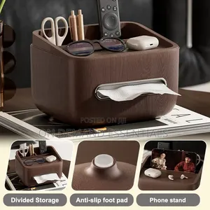 Multifunctional Wood Grain Tissue Holder Storage