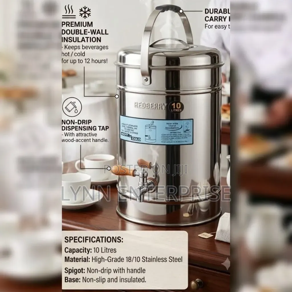 Redberry Premium Range 
Stainless Steel Insulated Tea Urn 10litres