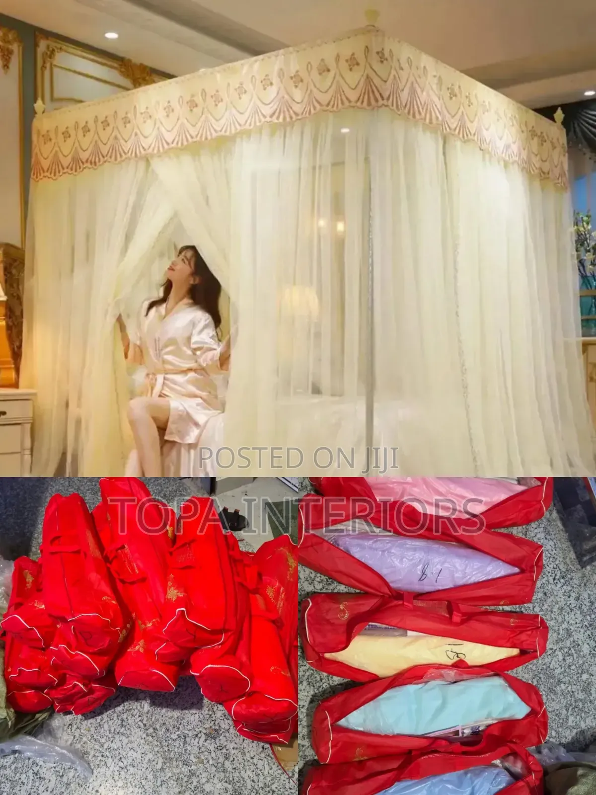 Cream Bed Net Mesh Mosquito Net Curtains