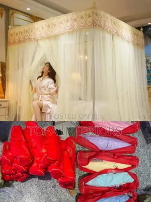 Cream Bed Net Mesh Mosquito Net Curtains