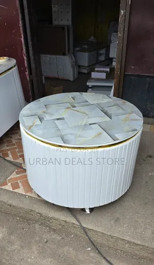 White Executive Modern Round Coffee Table