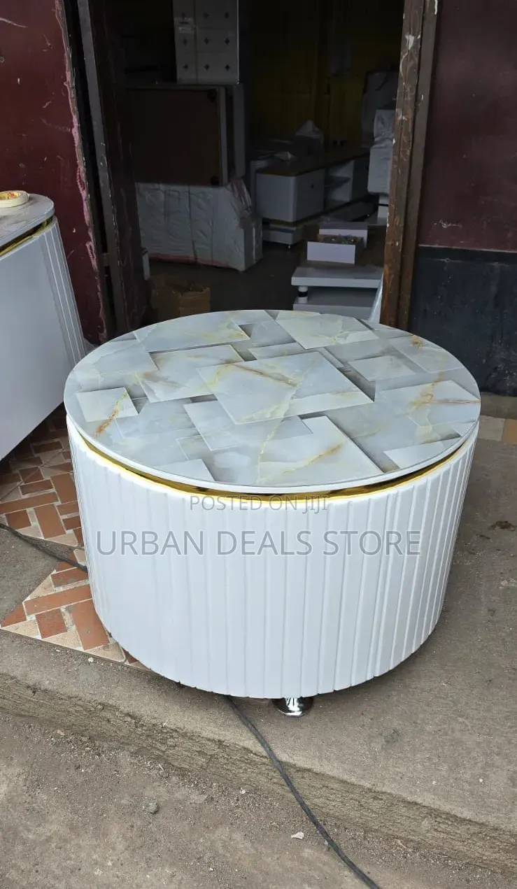 White Executive Modern Round Coffee Table