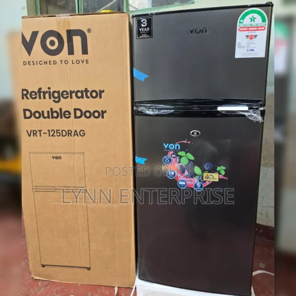 Von Double Door Fridge 125Litres Direct Cool