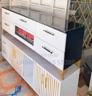 Modern Executive TV Stand With Functional Fireplace