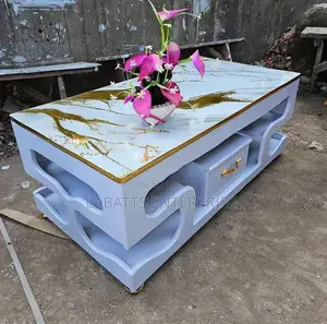 Executive White Coffee Table With Marble Top Available in Black