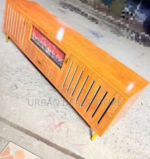 Modern Executive TV Stand With Functional Fireplace