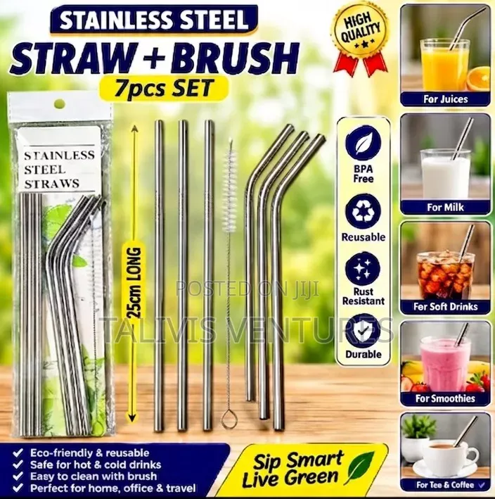 7pc Stainless Steel Straws