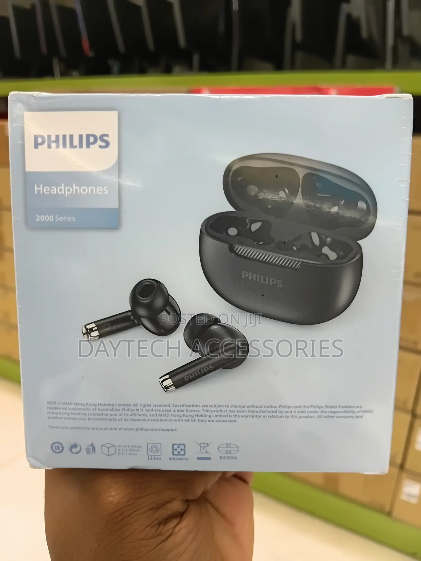 Philips 2000 Series True Wireless Earbuds (TAT2020) in Black.