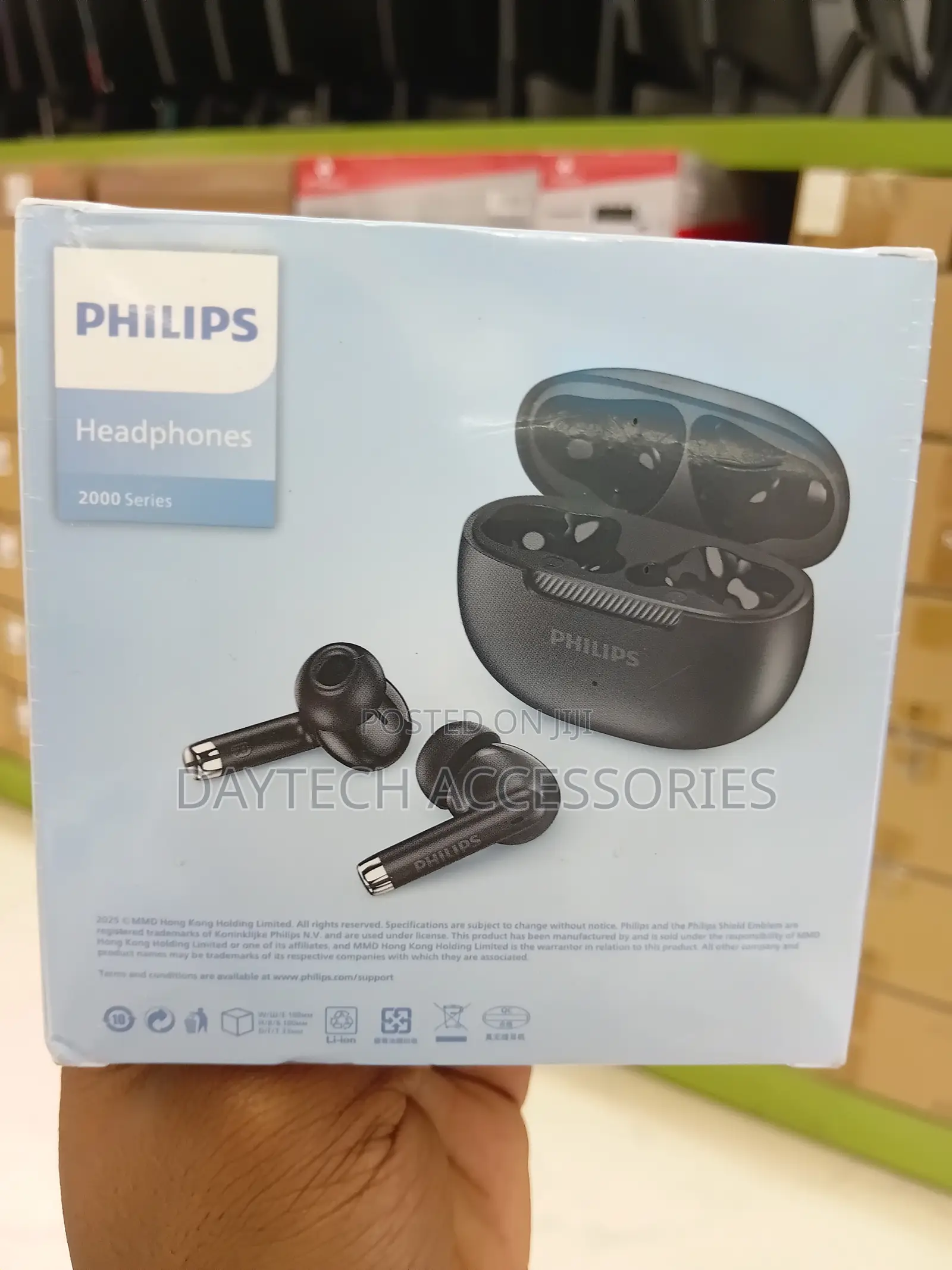 Philips 2000 Series True Wireless Earbuds (TAT2020) in Black.