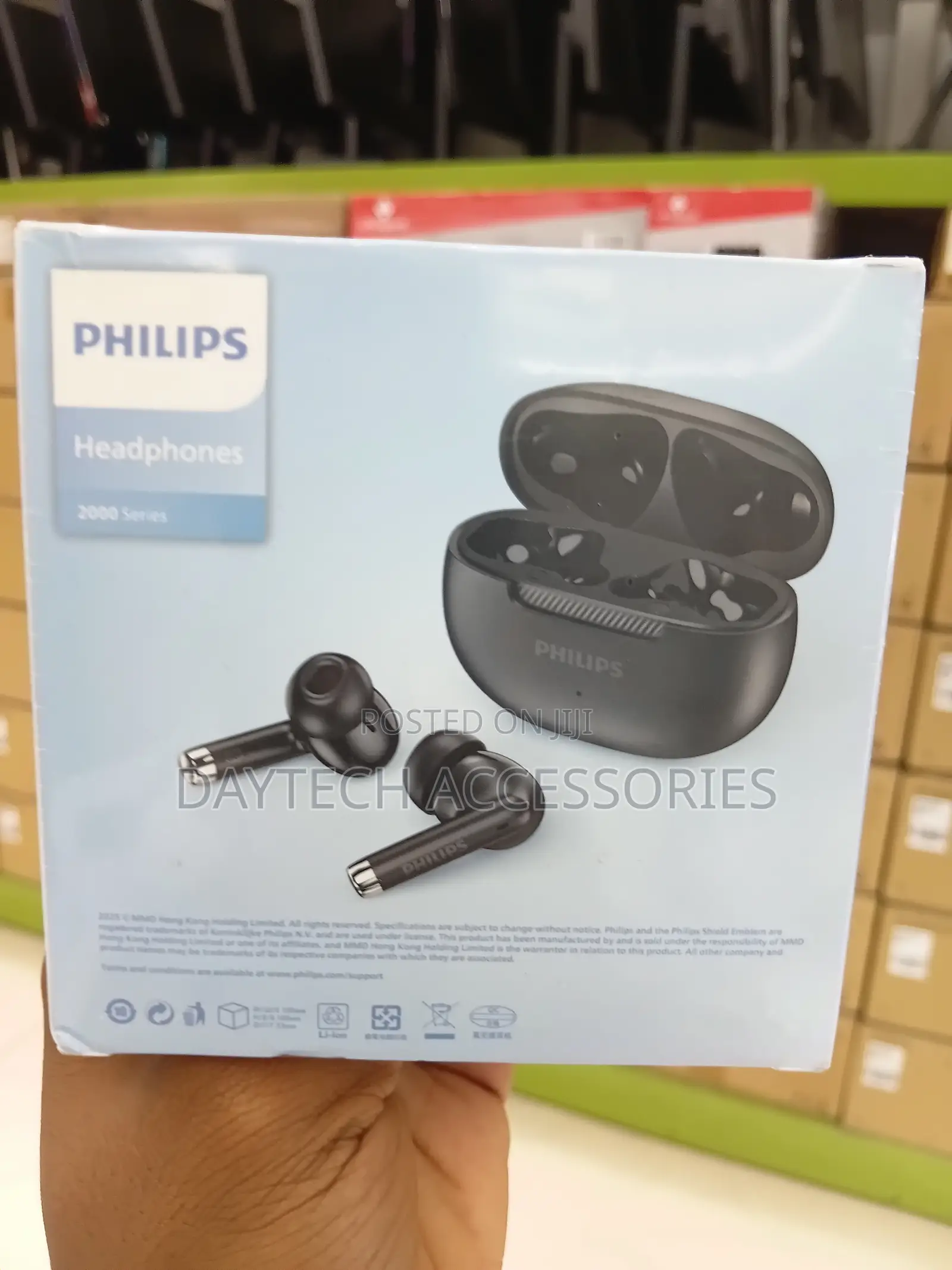 Philips 2000 Series True Wireless Earbuds (TAT2020) in Black.