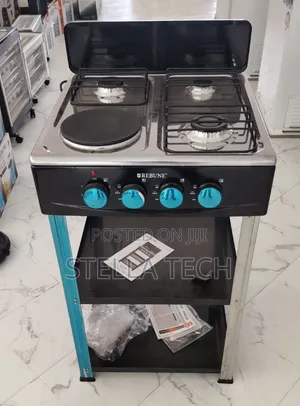 3gas + 1 Rebune  Electric Burner Standing Gas Stove With Shelves